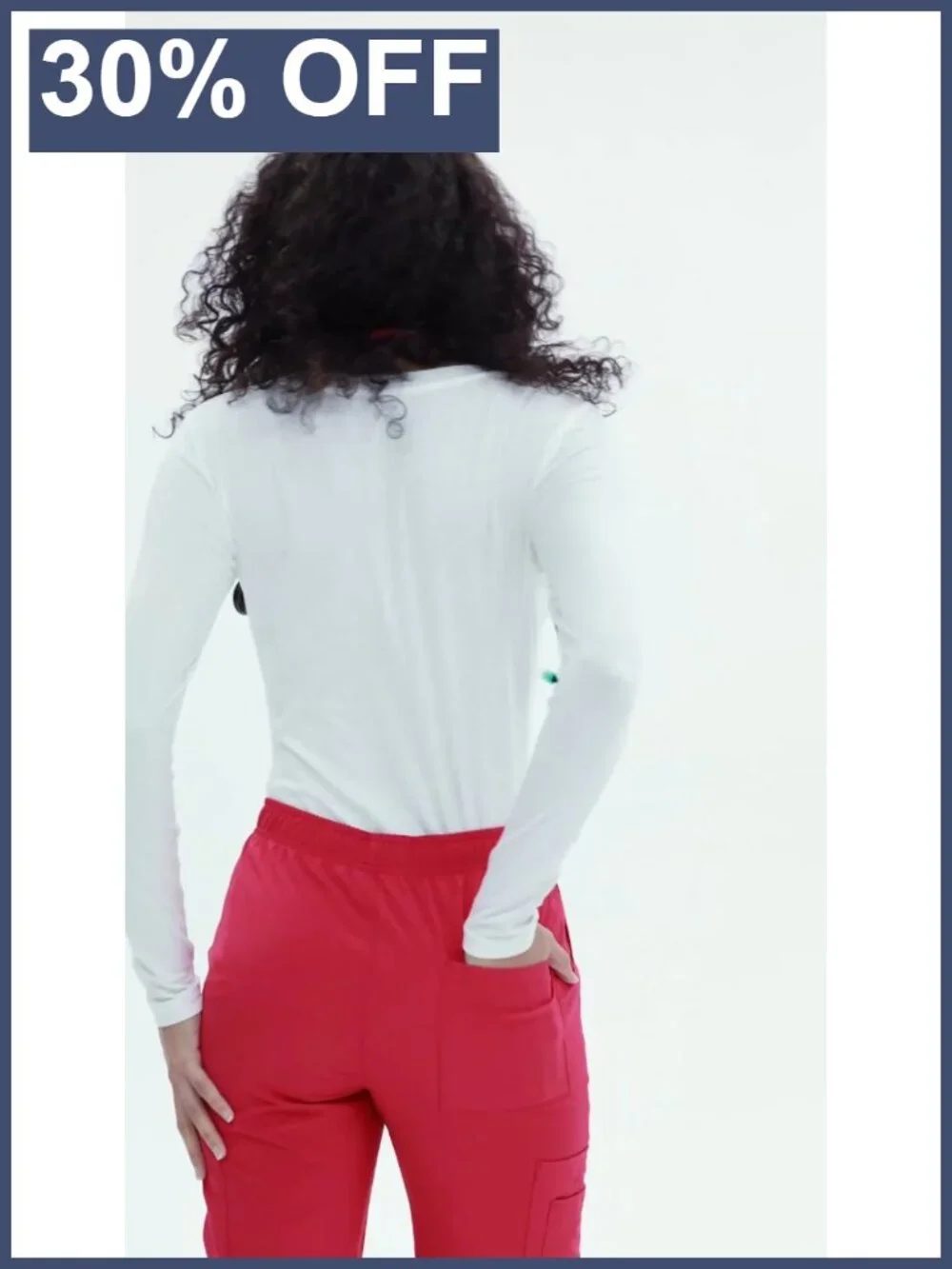 2 Pack Women's Long Sleeve Underscrub Crew Neck Slim Fit Wrinkle Resistant
